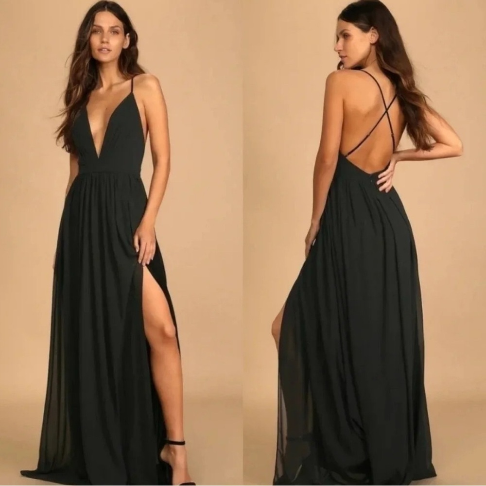 Lulus Ballroom Bliss Elegant Black Maxi Dress Sz S nwot